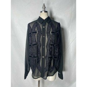 Comme Des Garcons Comme Des Garcons Sheer Ruffle Button Up Shirt blouse